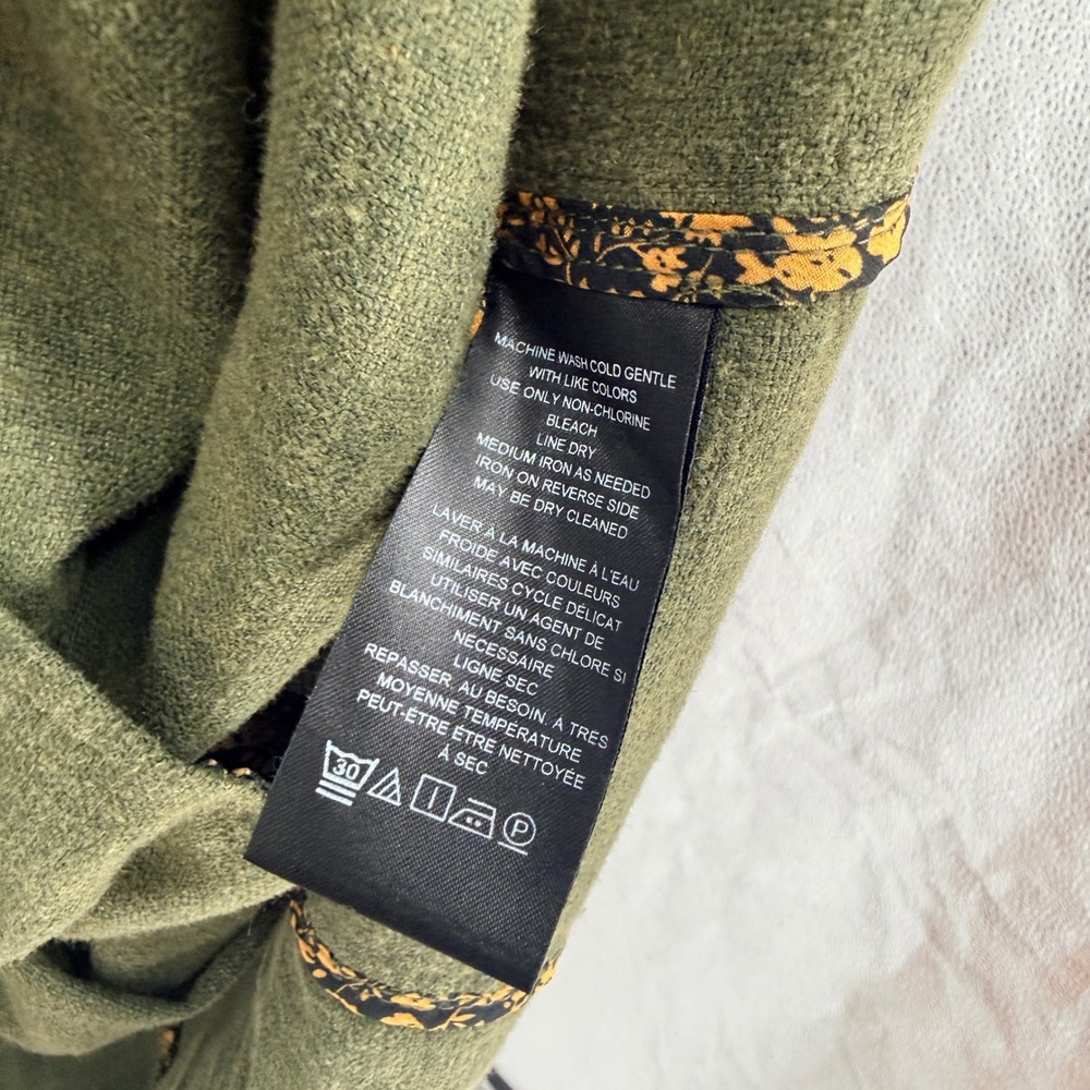 Anthropologie Moss Green Linen Blend Sleeveless Trench Vest Petite XSP New - Picture 6 of 7
